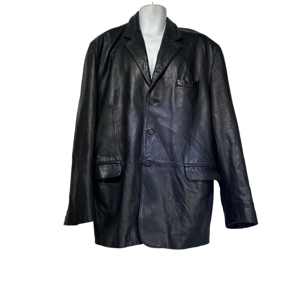 RALPH Ralph Lauren Black Lambskin Leather Classic Men's Blazer 48R